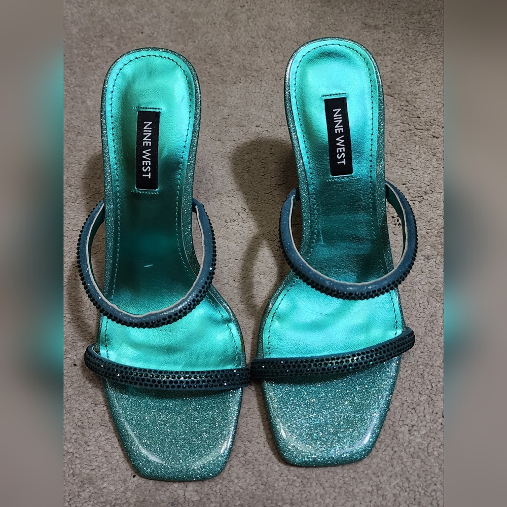 Nine West Teal Heeled Sandals